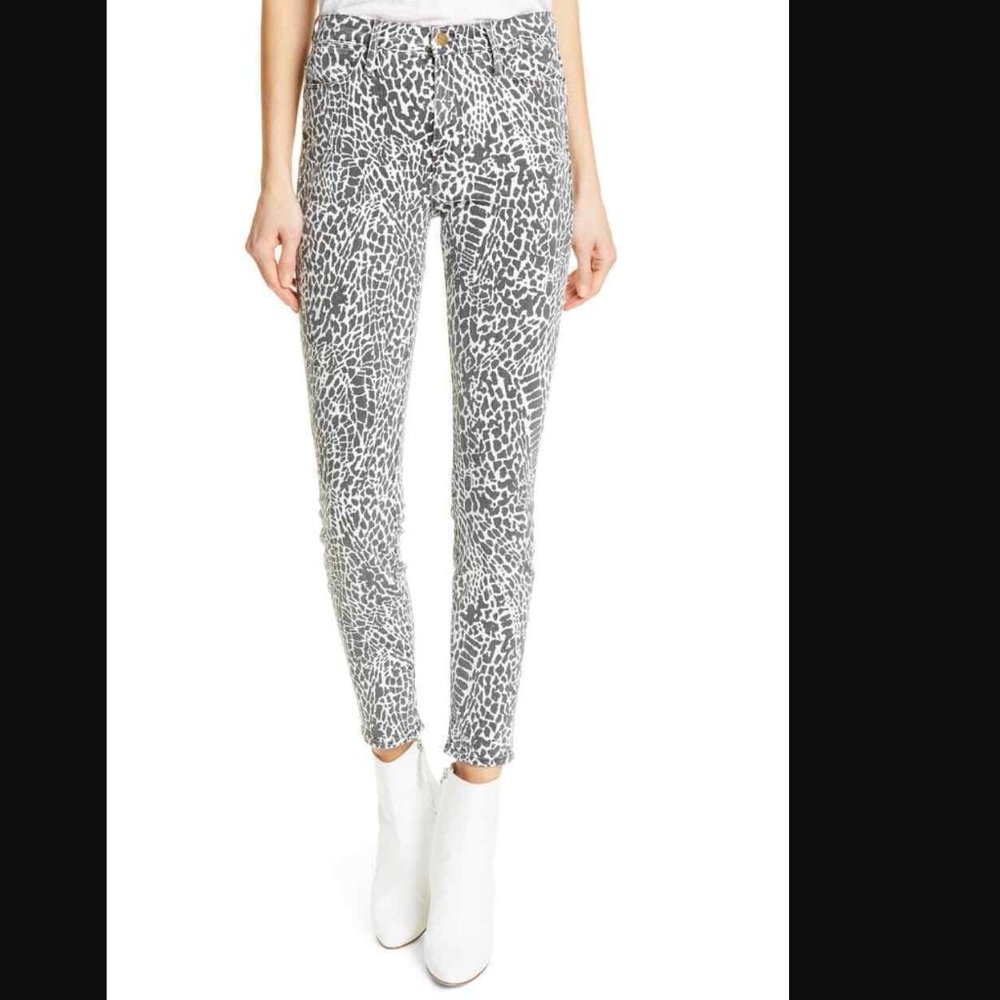 Frame Le High Waisted Animal Print Skinny Jeans  Size 28 EUC